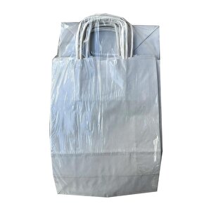 Büküm Saplı Kraft Kağıt Karton Hediyelik Çanta Poşet Torba - Gri - 31x41 Cm. - 75 Adet