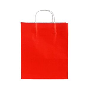 Büküm Saplı Kraft Kağıt Karton Hediyelik Çanta Poşet Torba - Kırmızı- 31x41 Cm. - 10 Adetlik 1 Paket