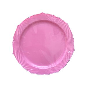 Omeyva Davet Parti Sunum Doğum Günü Pembe Renkli Sert Plastik Mika Tabak -22 Cm. -6 Adetlik 10 Paket