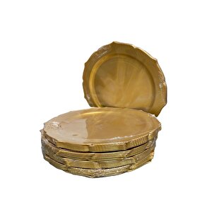 Omeyva Davet Parti Sunum Doğum Günü Altın Renkli Sert Plastik Mika Tabak - 22 Cm. -6 Adetlik 5 Paket