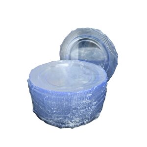 Omeyva Davet Parti Sunum Doğum Günü Şeffaf Sert Plastik Mika Tabak - 22 Cm. -6 Adetlik 10 Paket