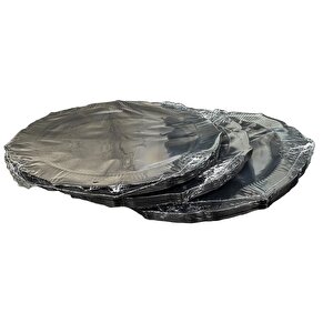 Omeyva Davet Parti Sunum Doğum Günü Siyah Renkli Sert Plastik Mika Tabak - 22 Cm. -6 Adetlik 3 Paket