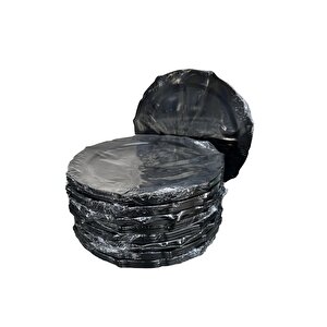 Omeyva Davet Parti Sunum Doğum Günü Siyah Renkli Sert Plastik Mika Tabak - 22 Cm. -6 Adetlik 10 Paket