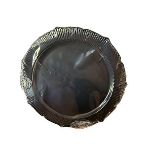 Omeyva Davet Parti Sunum Doğum Günü Siyah Renkli Sert Plastik Mika Tabak - 22 Cm. -6 Adetlik 10 Paket
