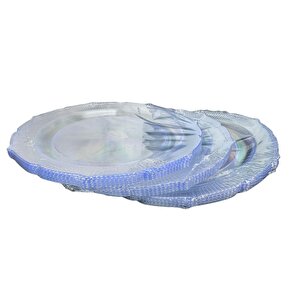 Omeyva Davet Parti Sunum Doğum Günü Şeffaf Sert Plastik Mika Tabak - 22 Cm. -6 Adetlik 3 Paket