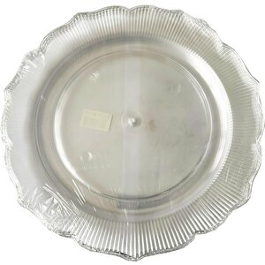 Omeyva Davet Parti Sunum Doğum Günü Şeffaf Sert Plastik Mika Tabak - 22 Cm. -6 Adetlik 3 Paket