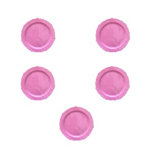 Omeyva Davet Parti Sunum Doğum Günü Pembe Renkli Sert Plastik Mika Tabak - 22 Cm. -6 Adetlik 5 Paket