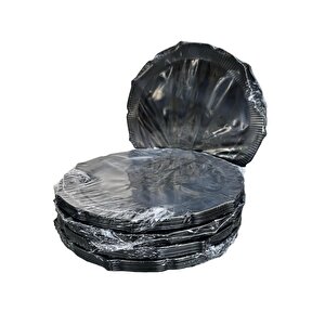 Omeyva Davet Parti Sunum Doğum Günü Siyah Renkli Sert Plastik Mika Tabak - 22 Cm. -6 Adetlik 5 Paket