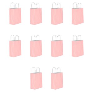 Büküm Saplı Kraft Kağıt Karton Hediyelik Çanta Poşet Torba - Pembe - 31x41 Cm. - 10 Adetlik 1 Paket