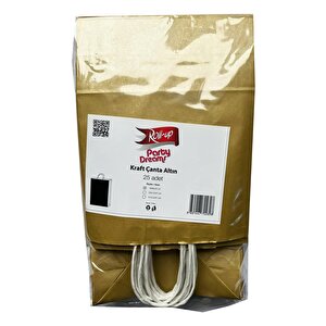 Büküm Saplı Kraft Kağıt Karton Hediyelik Çanta Poşet Torba - Altın - 31x41 Cm. - 10 Adetlik 1 Paket