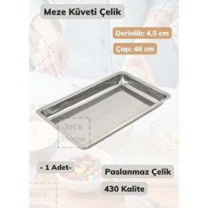 Çelik Meze Küveti 48 Cm Paslanmaz Çelik Tabak