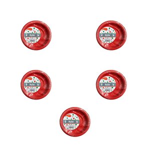 My-ebi Kırmızı Renkli Parti Davet Plastik Tabak - 17 Cm. - 25 Adetlik 10 Paket