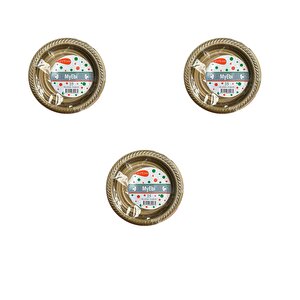 My-ebi Altın Renkli Parti Davet Plastik Tabak - 17 Cm. - 25 Adetlik 3 Paket