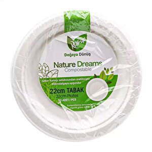 Roll-up Nature Ekolojik Karton Kağıt Parti Tek Kullanımlık Tabak - 22 Cm. - 50 Adetlik 3 Paket