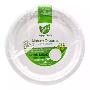 Roll-up Nature Ekolojik Karton Kağıt Tek Kullanımlık Tabak - 26 Cm. - 50 Adetlik 1 Paket