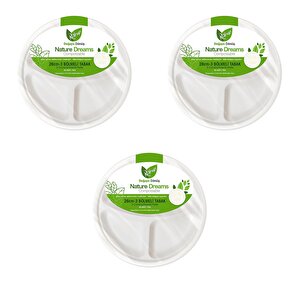 Roll-up Nature Ekolojik Karton Kağıt Tek Kullanımlık 3 Bölmeli Tabak - 26 Cm. - 50 Adetlik 3 Paket