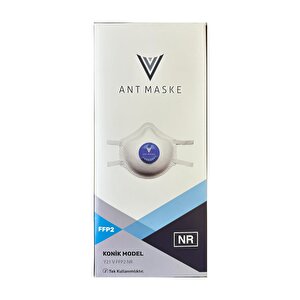 Ant Beyaz Ventilli Ffp2 Nr Toz İş Güvenlik Sanayi Boya Konik Maske - 25 Adetlik 5 Paket
