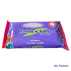 Fresh'n Soft Islak Cep Mendil - Alkolsüz Ve Ph Dengelenmiş - Çiçeksi Kokular - 15 Adetlik 36 Paket