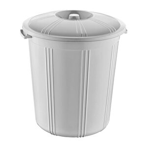 Plastik Fıçı Tip Kapaklı Yuvarlak Klasik Çöp Kovası Kutusu Konteyneri - 42-46-42 Cm. - 50 Litre