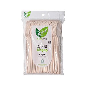 Roll-up Doğaya Dönüş Ekolojik Doğal %100 Ahşap Kaşık - Kalınlık : 1.8 Mm - 16 Cm. - 50'li Paket