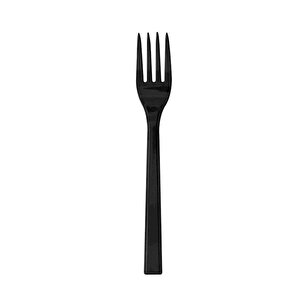 Plastik Siyah Çatal Bıçak Seti Takımı- 50 Ad. Çatal + 50 Adet Bıçak - 18 Cm.