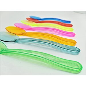 Plastik Şeffaf Turuncu Sup Kaşık - Tatlı Dondurma Kaşığı - 12.5 Cm. - 50 Adetlik Paket