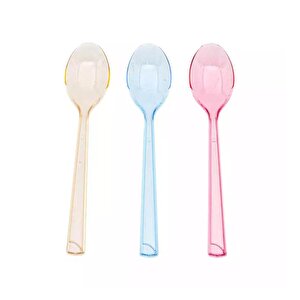 Plastik Şeffaf Turuncu Sup Kaşık - Tatlı Dondurma Kaşığı - 12.5 Cm. - 50 Adetlik Paket