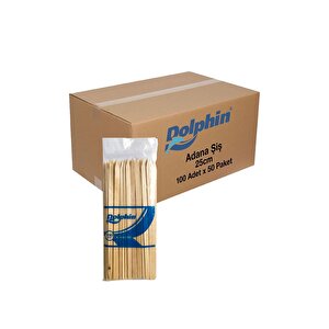 Dolphin Bambu Ahşap Adana Çöp Şiş - 24 Cm. - 100 Lü 50 Paket / Koli