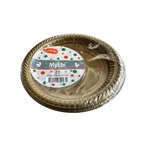 Kullan At Altın Renkli Parti Davet Plastik Tabak - 22 Cm. - 25 Adetlik Paket