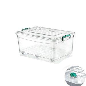 Polytime Tekerlekli Multibox Şeffaf Kilitli Saklama Düzenleme Kabı Kutusu - Dikdörtgen - 30 Litre