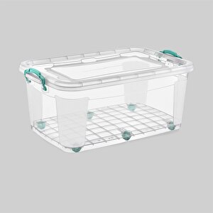 Polytime Tekerlekli Multibox Şeffaf Kilitli Saklama Düzenleme Kabı Kutusu - Dikdörtgen - 30 Litre