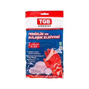 Tgb Mutfak Bulaşık Temizlik Ev İş Eldiveni - Kırmızı - No: 8 / Medium - 1 Çift Paket