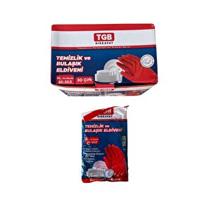 Tgb Mutfak Bulaşık Temizlik Ev İş Eldiveni - Kırmızı - No: 8 / Medium - 1 Çift Paket