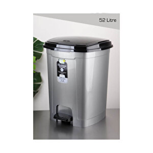 Polytime Pedallı Basmalı Çöp Kutusu Kovası / Gri / 52 Litre / Çıkarılabilir İç Kovalı / 57x40x40 Cm.