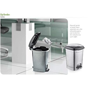 Polytime Pedallı Basmalı Çöp Kutusu Kovası / Gri / 52 Litre / Çıkarılabilir İç Kovalı / 57x40x40 Cm.