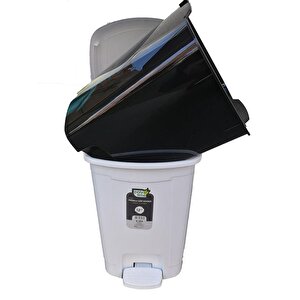 Polytime Pedallı Basmalı 6 Litre Çöp Kutusu Kovası - Çıkarılabilir İç Kovalı - Krem - 28 X 22 X 22 Cm