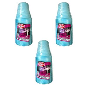 Roll-up Party Dreams Parti Davet Piknik Renkli Plastik Sert Mika Bardak - Turkuaz - 25'li 3 Paket