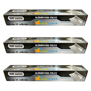 Niceplast Alüminyum Folyo - 45 Cm. X 100 Metre - 12 Mikron - 3 Paket