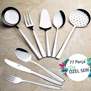 Sahra Kaşık Çatal Takımı - 77 Prç. Kaşık Çatal Servis Takımı Seti 12 Kişilik