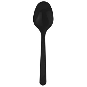 Plastik Siyah Kaşık - Parti Davet Piknik Çorba Yemek Kaşığı - 18 Cm. - 100'lü 5 Paket