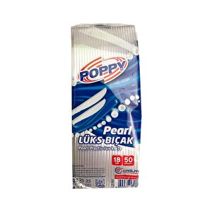 Poppy Plastik Tek Kullanımlık Lüks Bıçak - 18 Cm. - 3.40 Gram - Şeffaf - 50 Adetlik Paket
