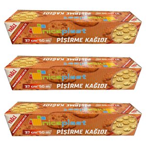 Niceplast Kesimsiz Yağlı Fırın Pişirme Kağıdı - 37 Cm. X 50 Metre - 3 Paket