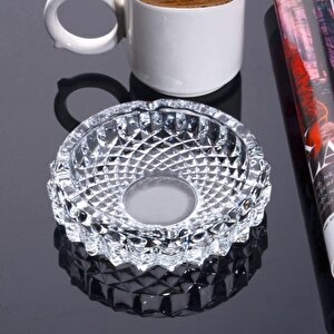 Kesme Lüx Küllük - 2 Li Cam Kül Tablası Yuvarlak 12,5 Cm.