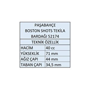 Paşabahçe 52174 Boston Shot Bardak 12 Li - Tekila Bardağı