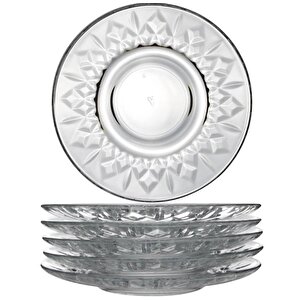 Odin Cam Çay Tabak 6 Lı Çay Tabağı Kristal Görünümlü Bardak Altı