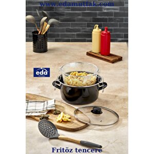 Kapaklı Emaye Cips Fritöz Tenceresi 22 Cm.