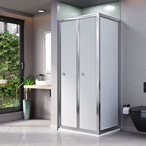 Vi̇kka | Krom, Buzlu Cam, Katlanır, Sabit Panelli Duşakabin 110x110 cm