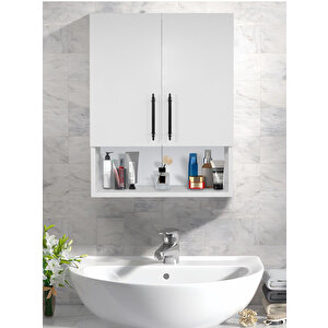 Çok Amaçlı Banyo Dolabı, Ecza Dolabı, 2 Kapaklı Dolap, Hol, Banyo, Ofis, Beyaz