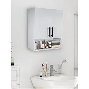 Çok Amaçlı Banyo Dolabı, Ecza Dolabı, 2 Kapaklı Dolap, Hol, Banyo, Ofis, Beyaz