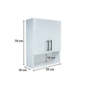 Çok Amaçlı Banyo Dolabı, Ecza Dolabı, 2 Kapaklı Dolap, Hol, Banyo, Ofis, Beyaz